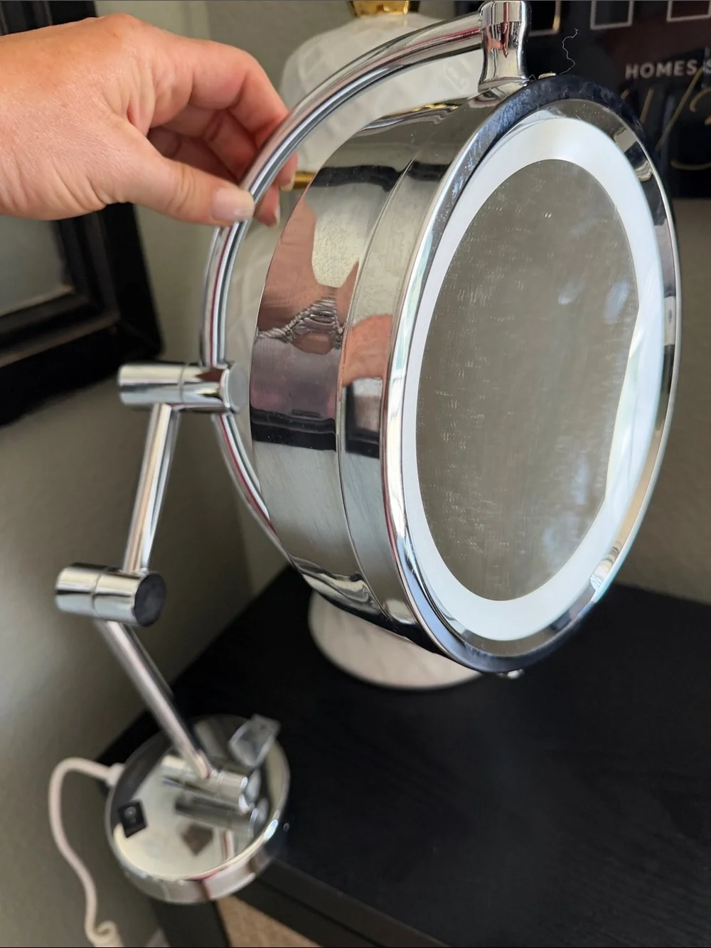 Never Used Wall-Mounted Round Extendable Makeup Mirror in Chrome